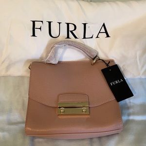 Furla mauve/light pink purse with gold chain
